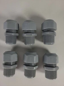 6X Hubbell Wiring Devices Sec50ga Cord Connector, Str, Nylon 6.6, Npt 0.5in, Gry - Picture 1 of 3