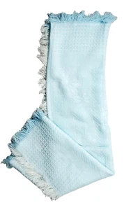 Vintage Specialty Kids Blanket Waffle Weave Blue Fringe Baby Japan 100% Acrylic - Picture 1 of 8