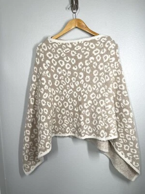 Blanket Poncho Cream & Beige Leopard Print Soft Women's One Size S M L Sweater - Image 1 of 4