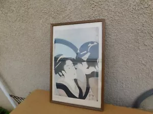 Gerahmter antiker signierter japanischer Holzschnitt von Kitagawa Utamaro 1713-1806 - Bild 1 von 12