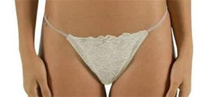 Rene Rofe Sexy Adult Off White Floral Lace Pink Bow Thong Panty Lingerie S/M/L - Picture 1 of 2
