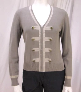 CAbi sz S Taupe Cotton Military Style "Double Breasted" LS Cardigan Sweater #281 - Picture 1 of 10