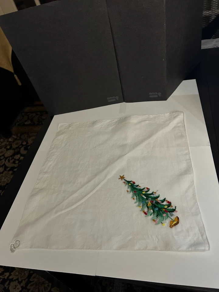Vintage DESCO Handkerchief with embroidered Christmas Tree  - Image 1 of 1
