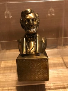 Abraham Lincoln Büste Statue Buchstütze Philadelphia Manufacturing Co Gold Bronze - Bild 1 von 6