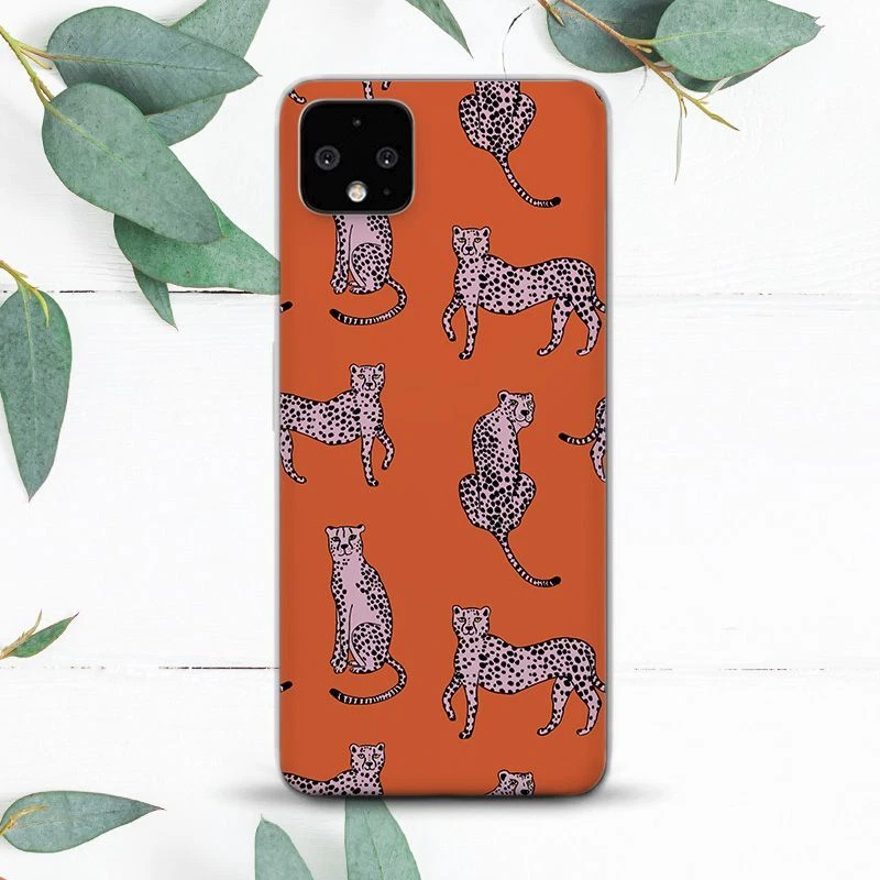 Pink Leopard Aesthetic Animal Orange Case For Google Pixel 2 3 4 4a 5 6 7 8 XL - Image 1 of 1