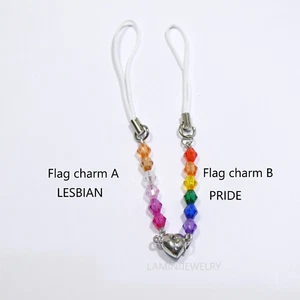 PRIDE FLAG Matching Phone charm, Magnetic Keychain Mismatch Couple Set Rainbow - Picture 1 of 15