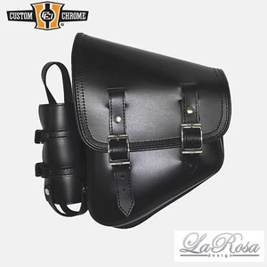 Black Left Saddlebag Swing Arm Solo Side Bag & bottle Fit Harley Softail&Rigids - Bild 1 von 3