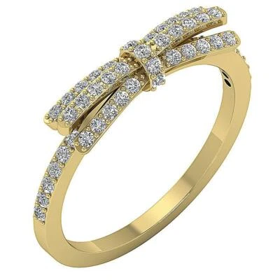 SI1 G 0.60 Ct Natural Diamond Ribbon Bow Engagement Ring 14K Solid Gold 5.45mm - Image 1 of 4