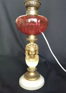 Antique French Electrified Kerosene Gas Lamp Light Neoclassical Bronzed Bust... - Picture 1 of 12