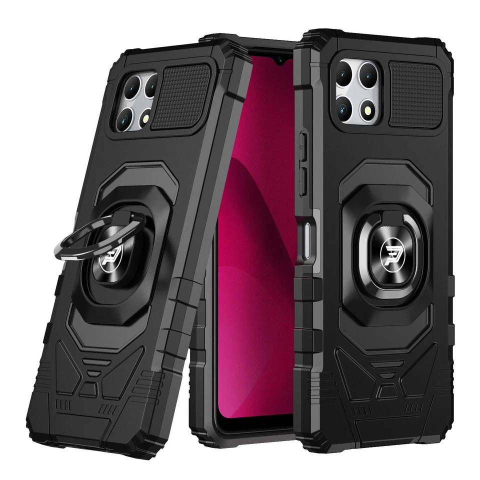 WIRELESS PROTECH for T-Mobile REVVL 7 5G, Ring Kickstand Magnetic Car Mount, PC and TPU Case