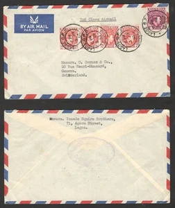 NIGERIA a SWITZERLAN - CARTA DE CORREO AÉREO - MÚLTIPLES FRANCOS - LAGOS a GINEBRA - 1953. - Imagen 1 de 3