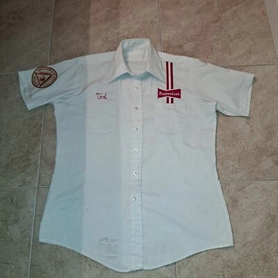 Camisa de vestir vintage de los años 60 70 Budweiser uniforme mayorista talla XL AÑOS 70 Foto 1 de 4