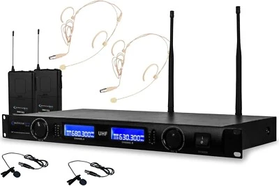Sistema de solapa y auriculares de micrófono inalámbrico Technical Pro Dual UHF Foto 1 de 4