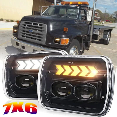 5x7" 7x6" LED Headlight Hi/Lo Sealed Beam DRL For Ford F600/700/800 FT900 F-100 - Image 1 of 4