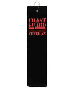 US Küstenwache Veteranen Flagge schwarz dreifach gefaltet Golf Handtuch rot Vinyl Haken 16"x26" - Bild 1 von 1