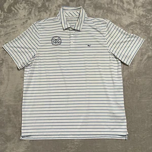 Vineyard Vines Shirt Mens XL White Polo Performance Stretch Golf Striped - Picture 1 of 8