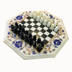 12" Marble Chess game Table Top / Marble Chess Table Top Home Decor - Picture 1 of 5