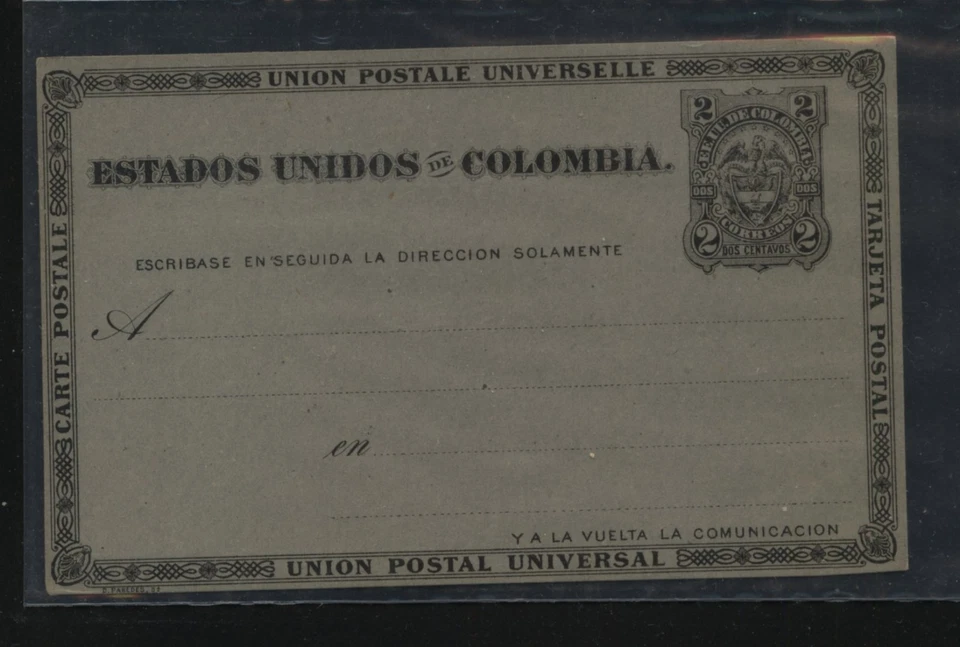 Colombia   2 cent postal card in gray   unused      MS0930 - Image 1 of 1