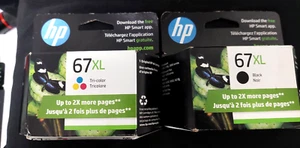 2 Original HP 67XL schwarze Tinte & dreifarbige Patrone Kombination Ablaufdatum Nov 2026 neu - Bild 1 von 2
