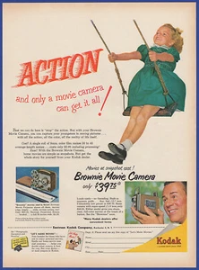 Vintage 1954 KODAK Brownie Movie Camera 50's Ephemera Print Ad - Picture 1 of 1