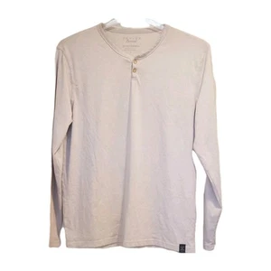 Lucky Brand T-Shirt Men's Large Venice Burnout Henley Long Sleeves Gray VGUC - Picture 1 of 6