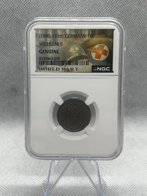 1890–1916 Germany 10 Pfennig WWI Wilhelm II – NGC Genuine Slabbed WWI - 1911 A - Image 1 of 4