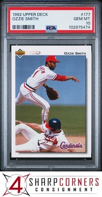 1992 UPPER DECK #177 OZZIE SMITH CARDINALS HOF PSA 10 - Imagem 1 de 2