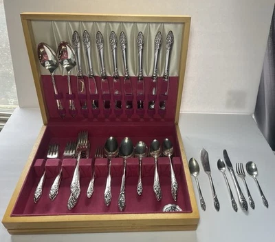 Oneida Community Silverware EVENING STAR 57 Pieces Plus Case, Children’s Set Too - Image 1 of 4