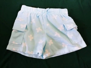 365 KIDS GARANIMALS Girl sz 4 Blue Butterfly Floral Shorts 2 Pocket Bow Front - Picture 1 of 2