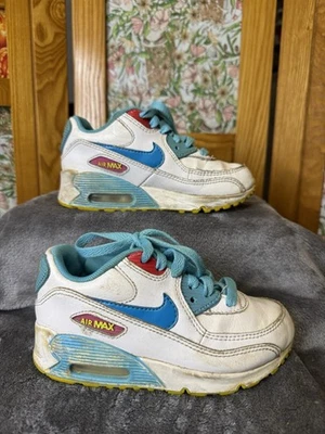De colección Nike Airmax 90 Y2k Niñas Pequeñas Tenis Zapatos Blanco Azul Retro Preppy 11C Foto 1 de 4