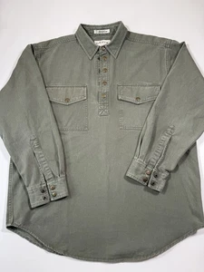Vintage Orvis Malpai Shirt Mens Large Green Pullover Snap Up Heavy Cotton Safari - Picture 1 of 8