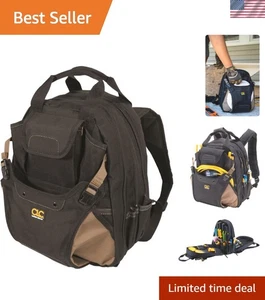 Robuster schwarzer Werkzeugrucksack mit 44 Taschen & verstellbaren Trägern für Komfort - Bild 1 von 11