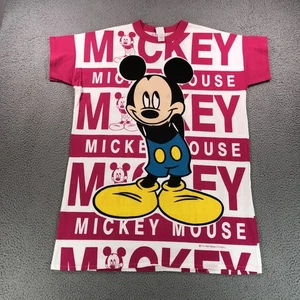 Vintage Disney Mickey Mouse Shirt Womens Pink White Single Stitch All Over Print - Picture 1 of 12