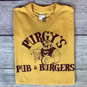 Camiseta gráfica vintage años 70 Purgy's Pub & Burgers puntada única talla mediana - Imagen 1 de 9