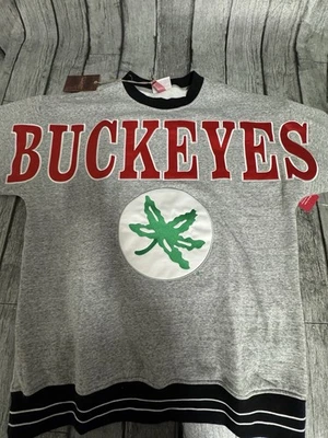 NWT Mitchell & Ness Ohio State Buckeyes Full Field Satin Fleece Crewneck Large  - Image 1 of 4