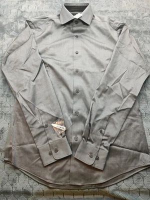 Camisa de vestir Kenneth Cole Awearness calce ajustado sin planchar para hombre LS talla 15 1/2 - 34/35 Foto 1 de 4