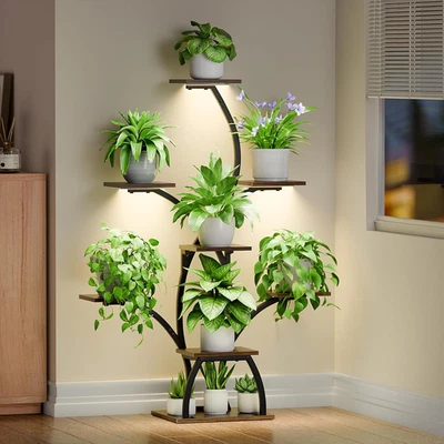 Soporte para plantas interior con luces de cultivo, estante para plantas de 6 niveles interior, 50" esquina Pla Foto 1 de 4