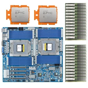 Gigabyte MZ73-LM0 Motherboard With 2xAMD EPYC 9654 CPU,24x 16GB 4800MHz DDR5 RAM - Picture 1 of 5