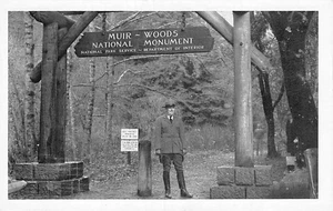 Postal CA: Entrada al Monumento Nacional Muir Woods, Condado de Marin, California - Imagen 1 de 2