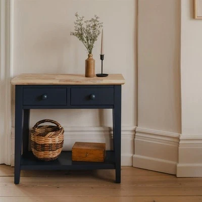 Florence Navy Blue console table. QUALITY hallway table with 2 drawers and shelf - Image 1 of 4