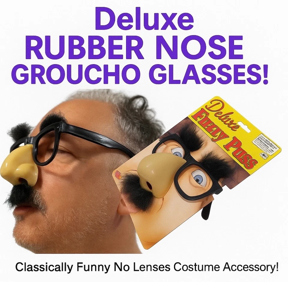 Deluxe Fuzzy Puss Costume Glasses With Attached Nose Eyebrows One Size