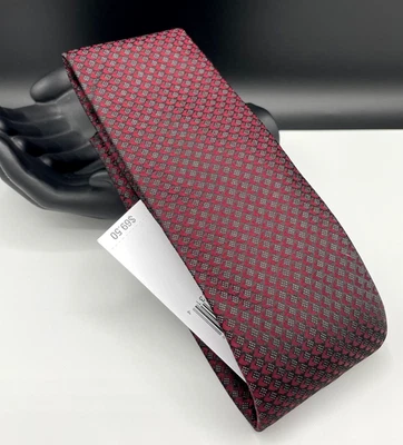 Corbata de mezcla de seda para hombre Calvin Klein ~ Borgoña ~ Rejilla geométrica ~ NUEVA PRECIO DE VENTA SUGERIDO POR EL FABRICANTE: $69,50 Foto 1 de 3