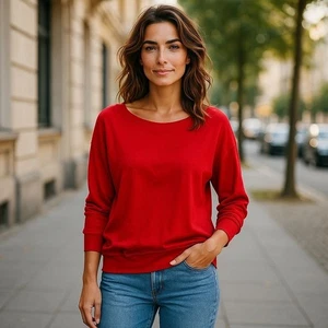 Schulterfreies Sweatshirt Damen rot Medium - Bild 1 von 7