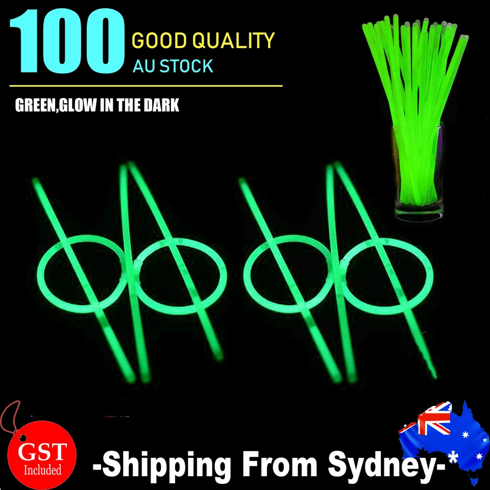100x Green Glow Sticks Light Bracelets Disco Party Bulk stick glowsticks concert - image 1 of 4