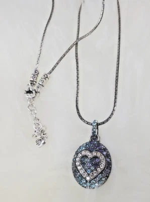 Collar Brighton Surrender Crysyal Reversible Azul Medallón Mensajes Con Estuche Foto 1 de 4