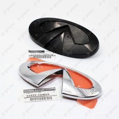 Genuine OEM NISSAN INFINITI Q70 Q70L Front Grille Emblem & Bracket Base Set of 2 - Image 1 of 4
