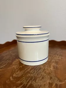 NorPro Butter Bell, Stoneware, Butter Keeper Crock, Blue Stripe On White 4"T - Picture 1 of 6