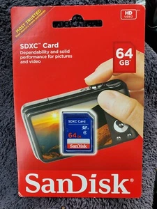 SanDisk SDXC 📷 Memory Card 64GB HD Video {SDSDBNN-064G-AW6IN} NEW - Picture 1 of 2