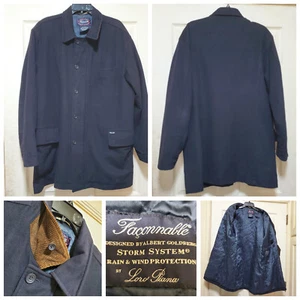 Vtg Faconnable Jacket Men XL Black Wool Loro Piana Storm Chore Coat Military Dad - Picture 1 of 24