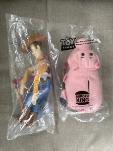 Disney Pixar Toy Story 1995 Burger King Toy Plush Woody Puppet 11" Hamm 8” Vntg - Picture 1 of 3